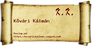 Kővári Kálmán névjegykártya
